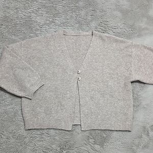Knitted Taupe 2 Button Cardigan size M